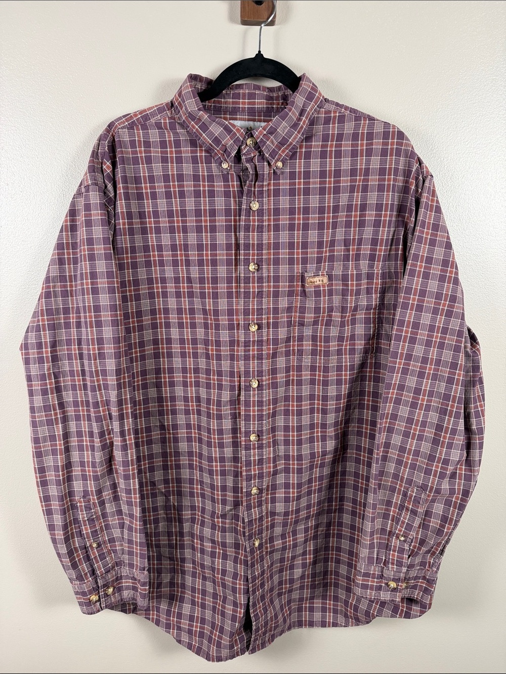 Carhartt Men's Purple Plaid Cotton Button-Down Shirt